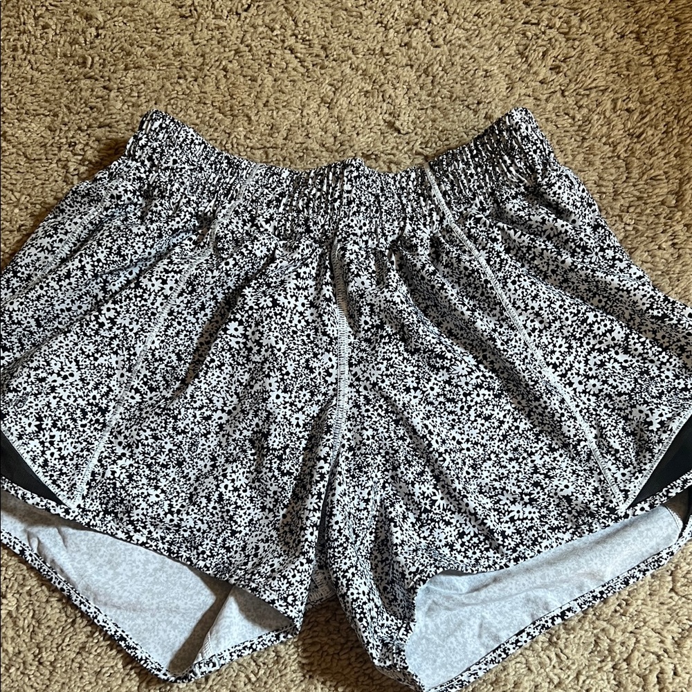 Women's Black and White Patterned Shorts